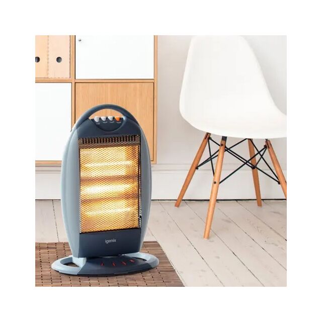 Igenix IG9514 Igenix Electric Halogen Heater, 3 Heat Settings, 1200W, Grey