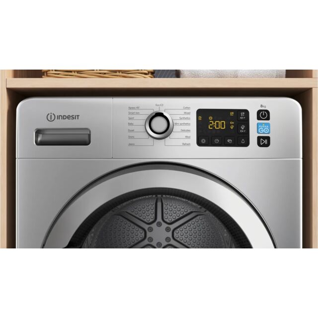 Indesit YTM1182SSXUK Push&Go 8Kg Heat Pump Tumble Dryer - Silver