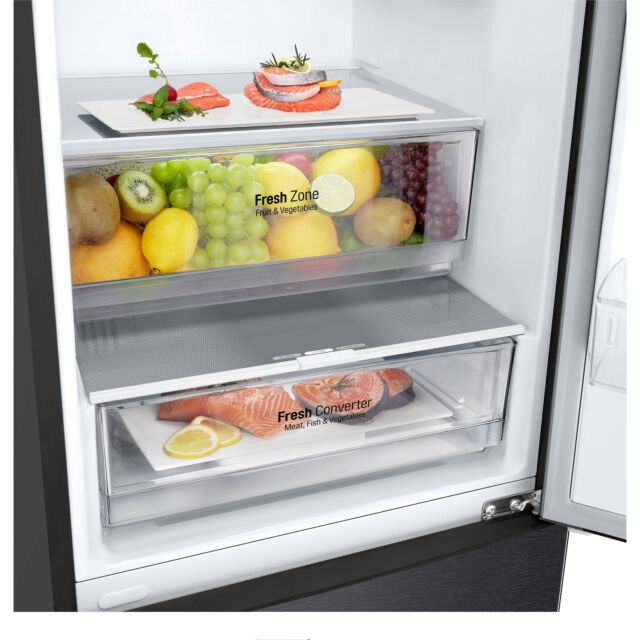 LG NatureFRESH™ GBP62MCNAC 70/30 Frost Free Fridge Freezer - Black 