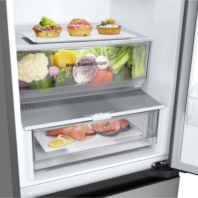 LG NatureFRESH™ GBV3100DPY 60/40 Frost Free Fridge Freezer - Prime Silver 