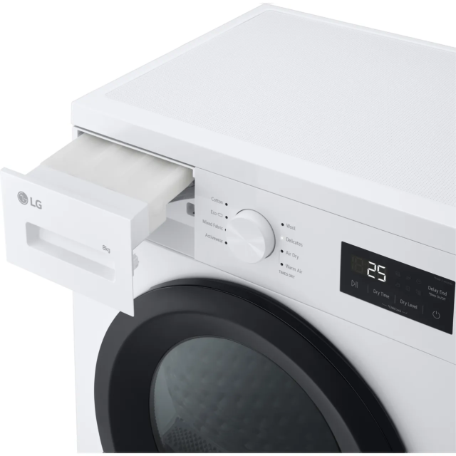 Lg RHA1008NWK A10 Series RHA1008NWK 8Kg Heat Pump Tumble Dryer - White