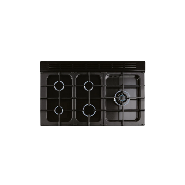 Rangemaster Classic CL100DFPGBL/CM1 100cm wide Dual Fuel Range Cooker with Gas Hob - Black / Chrome