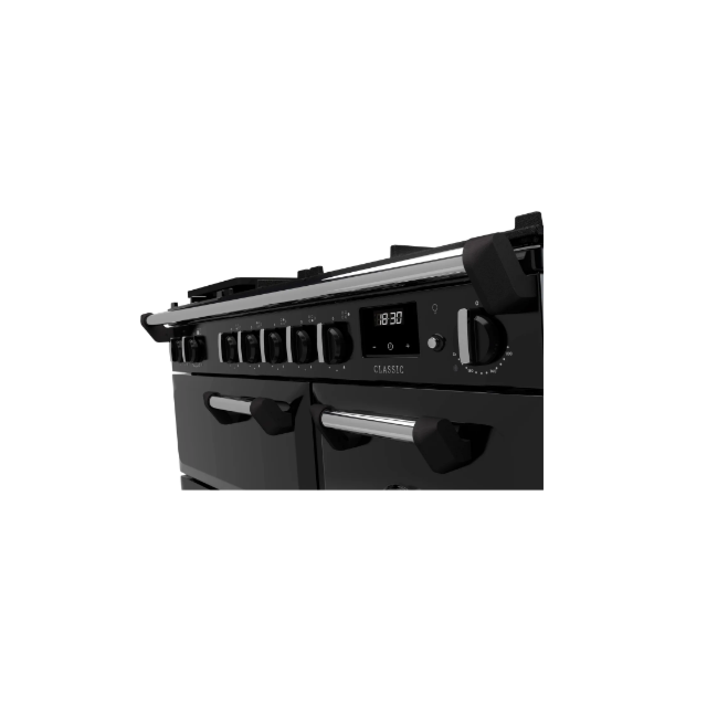 Rangemaster Classic CL90DFPGBL/CM1 90cm wide Dual Fuel Range Cooker with Gas Hob - Black / Chrome