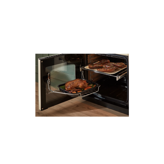 Rangemaster Classic Deluxe CLDL90DFPCBL/CM1 90cm wide Dual Fuel Range Cooker with Gas Hob - Charcoal Black / Chrome