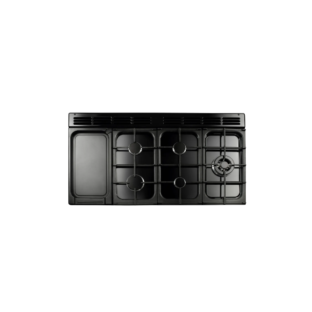 Rangemaster Classic Deluxe 110 CLDLB110DFPPCR/AB1 110cm wide Dual Fuel Range Cooker with Gas Hob - Pale Cream / Antique Brass