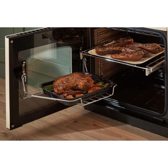 Rangemaster Classic Deluxe CLDLB110DFPSLT/CM1 110cm wide Dual Fuel Range Cooker with Gas Hob - Slate / Chrome