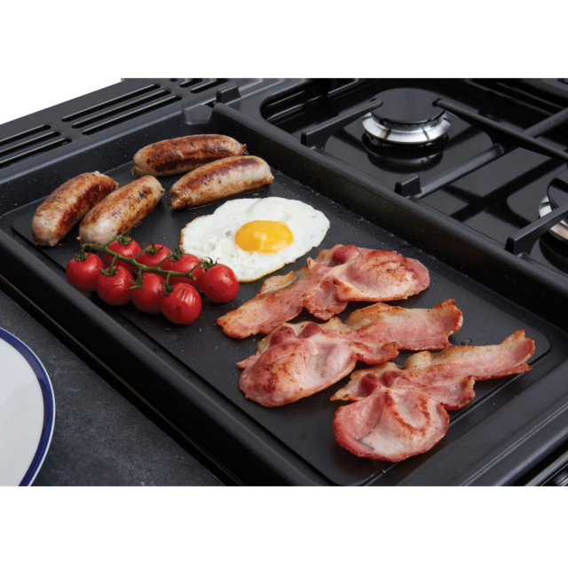Rangemaster Classic Deluxe CLDLB110DFPSLT/CM1 110cm wide Dual Fuel Range Cooker with Gas Hob - Slate / Chrome
