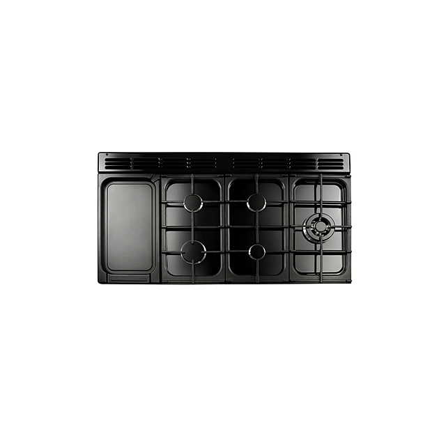 Rangemaster Classic Deluxe 110 CLDLO110DFPCBL/AB1 110cm wide Dual Fuel Range Cooker with Gas Hob - Charcoal Black / Antique Brass