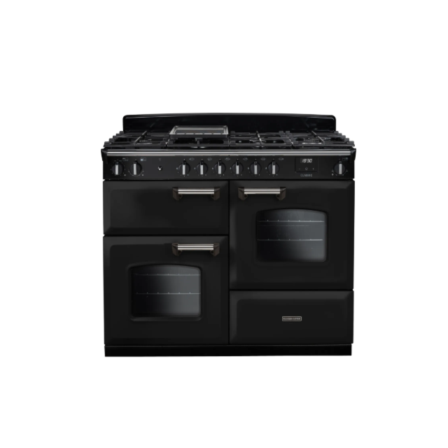 Rangemaster Classic OC CLO110DFPGBL/CM1 110cm wide Dual Fuel Range Cooker with Gas Hob - Black / Chrome