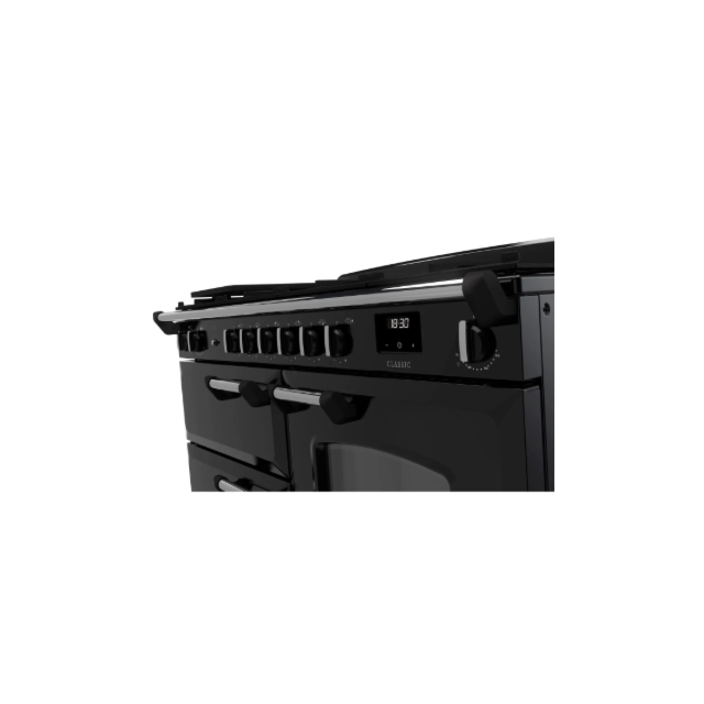 Rangemaster Classic OC CLO110DFPGBL/CM1 110cm wide Dual Fuel Range Cooker with Gas Hob - Black / Chrome