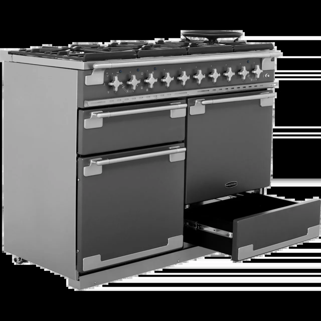Rangemaster Elise ELS110DFFSL 110cm wide Dual Fuel Range Cooker with Gas Hob - Slate