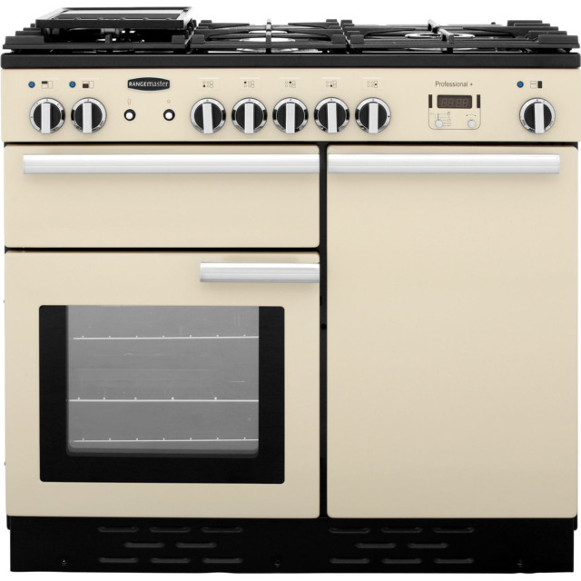 Rangemaster Professional Plus PROP100DFFCR/C 100cm wide Dual Fuel Range Cooker with Gas Hob - Cream