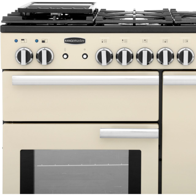 Rangemaster Professional Plus PROP100DFFCR/C 100cm wide Dual Fuel Range Cooker with Gas Hob - Cream