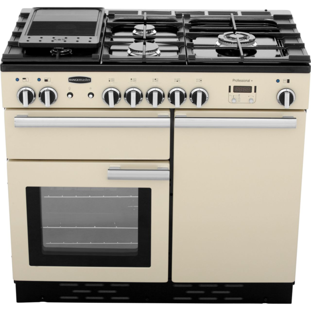 Rangemaster Professional Plus PROP100DFFCR/C 100cm wide Dual Fuel Range Cooker with Gas Hob - Cream