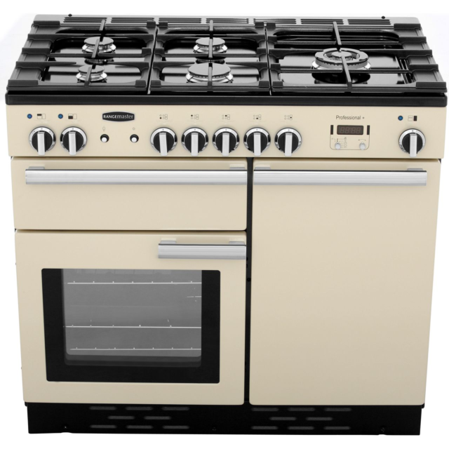 Rangemaster Professional Plus PROP100DFFCR/C 100cm wide Dual Fuel Range Cooker with Gas Hob - Cream