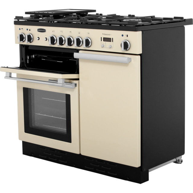 Rangemaster Professional Plus PROP100DFFCR/C 100cm wide Dual Fuel Range Cooker with Gas Hob - Cream