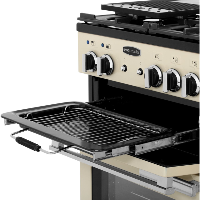 Rangemaster Professional Plus PROP100DFFCR/C 100cm wide Dual Fuel Range Cooker with Gas Hob - Cream