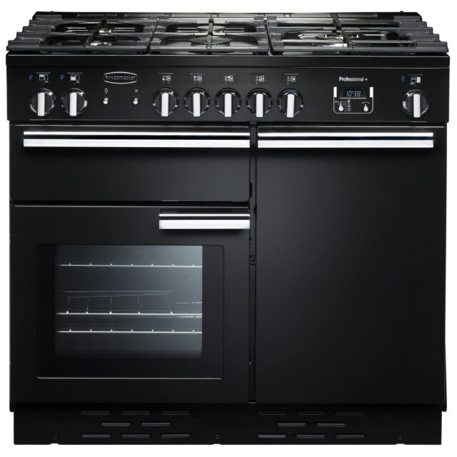 Rangemaster Professional Plus PROP100DFFGB/C 100cm wide Dual Fuel Range Cooker with Gas Hob - Black