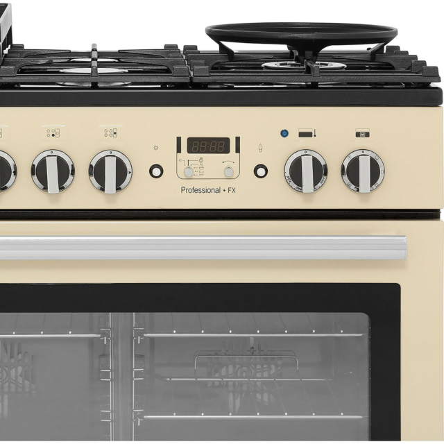 Rangemaster Professional Plus FX PROP90FXDFFCR/C 90cm wide Dual Fuel Range Cooker with Gas Hob - Cream / Chrome