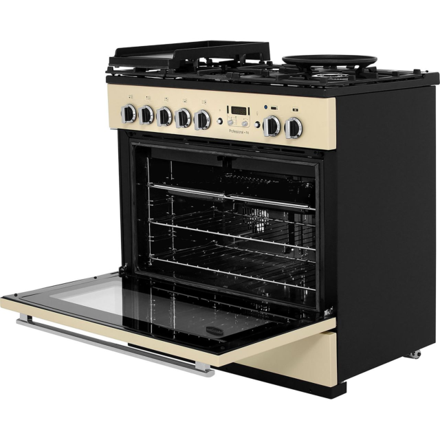 Rangemaster Professional Plus FX PROP90FXDFFCR/C 90cm wide Dual Fuel Range Cooker with Gas Hob - Cream / Chrome