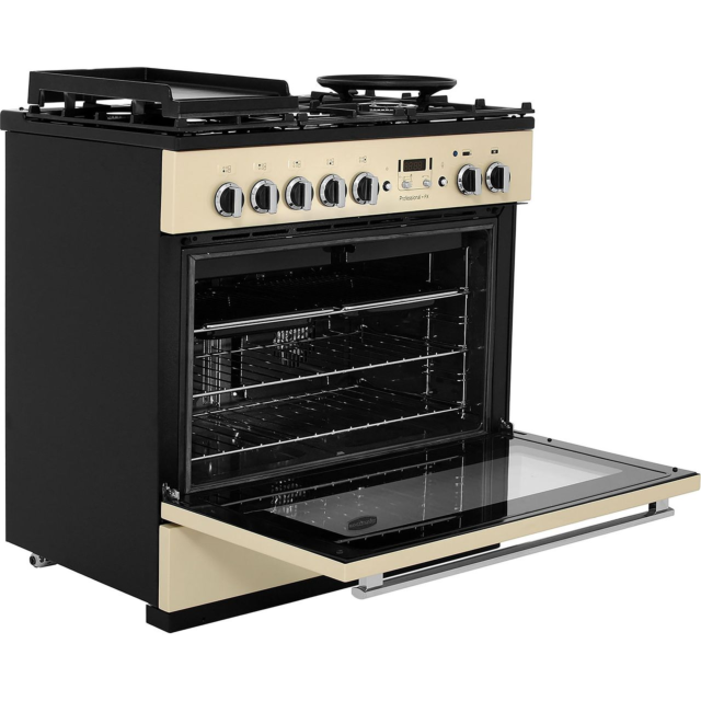 Rangemaster Professional Plus FX PROP90FXDFFCR/C 90cm wide Dual Fuel Range Cooker with Gas Hob - Cream / Chrome