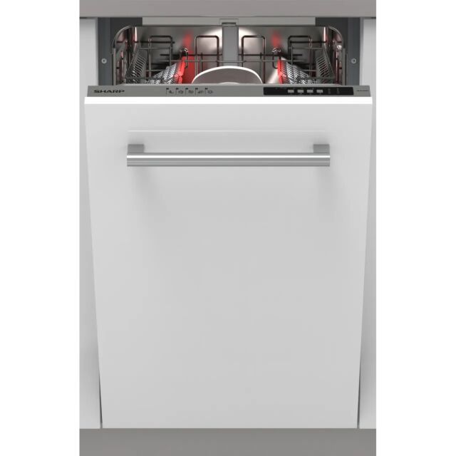 Sharp QW-NS14I49EX-EN Fully Integrated Slimline Dishwasher - Silver Control Panel With Fixed Door Fi