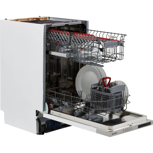 Sharp QW-NS14I49EX-EN Fully Integrated Slimline Dishwasher - Silver Control Panel With Fixed Door Fi