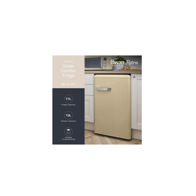 Swan SR11035CNE Retro 87Cm Fridge - Cream - E Rated