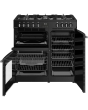 Belling 444411820 FARMHOUSE 90DF BLK Farmhouse 90DF 90cm wide Dual Fuel Range Cooker with Gas Hob -