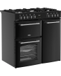 Belling 444411820 FARMHOUSE 90DF BLK Farmhouse 90DF 90cm wide Dual Fuel Range Cooker with Gas Hob -