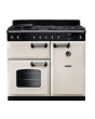 Rangemaster Classic CL100DFPPCR/CM1 100cm wide Dual Fuel Range Cooker with Gas Hob - Pale Cream / Chrome
