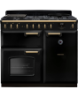 Rangemaster Classic Deluxe 100 Dual Fuel CLDL100DFPGBL/AB1 100cm wide Dual Fuel Range Cooker with Gas Hob - Black / Antique Brass