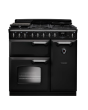 Rangemaster Classic Deluxe CLDL90DFPCBL/CM1 90cm wide Dual Fuel Range Cooker with Gas Hob - Charcoal Black / Chrome