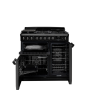 Rangemaster Classic Deluxe CLDL90DFPCBL/CM1 90cm wide Dual Fuel Range Cooker with Gas Hob - Charcoal Black / Chrome