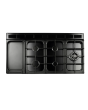 Rangemaster Classic Deluxe 110 CLDLB110DFPGBL/AB1 110cm wide Dual Fuel Range Cooker with Gas Hob - Black / Antique Brass
