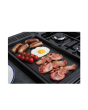 Rangemaster Classic Deluxe 110 CLDLB110DFPGBL/AB1 110cm wide Dual Fuel Range Cooker with Gas Hob - Black / Antique Brass