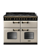 Rangemaster Classic Deluxe 110 CLDLB110DFPPCR/AB1 110cm wide Dual Fuel Range Cooker with Gas Hob - Pale Cream / Antique Brass