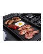 Rangemaster Classic Deluxe 110 CLDLO110DFPCBL/AB1 110cm wide Dual Fuel Range Cooker with Gas Hob - Charcoal Black / Antique Brass