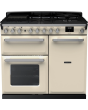 Rangemaster Estel Deluxe ESDL100DFPPCR/CM1 100cm wide Dual Fuel Range Cooker with Gas Hob - Cream / Brass