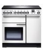 Rangemaster Professional Deluxe PDL90EIWH/C 90cm wide Electric Range Cooker with Induction Hob - White / Chrome