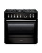 Rangemaster Professional Plus FX PROP90FXDFFGB/C 90cm wide Dual Fuel Range Cooker with Gas Hob - Black / Chrome
