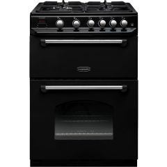 Rangemaster CLA60NGFBL/C Classic 60 Gas Cooker With Full Width Electric Grill - Black / Chrome