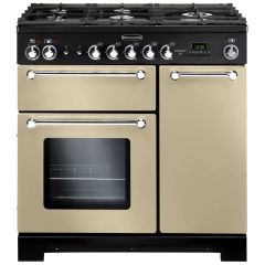 Rangemaster KCH90NGFCR/C Kitchener 90Cm Gas Range Cooker - Cream/Chrome Trim 